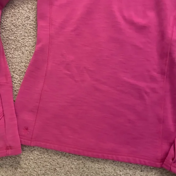 Athleta fleece mock neck turtleneck pullover sweatshirt long sleeve hot pink XS - Picture 2 of 6